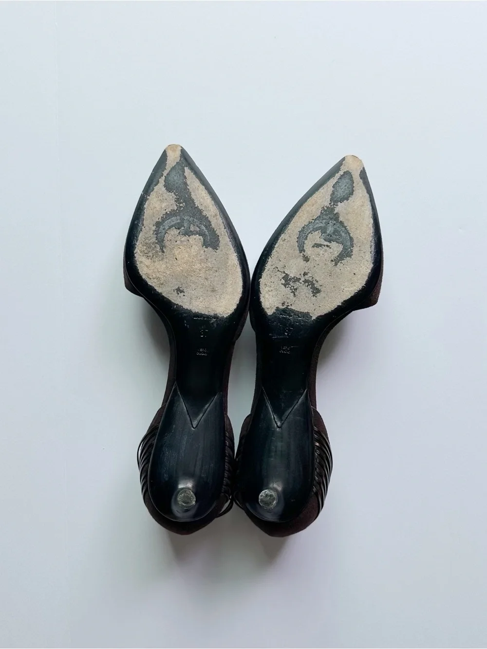 Giorgio Armani Vintage Suede Brown D’Orsay Pump Heels